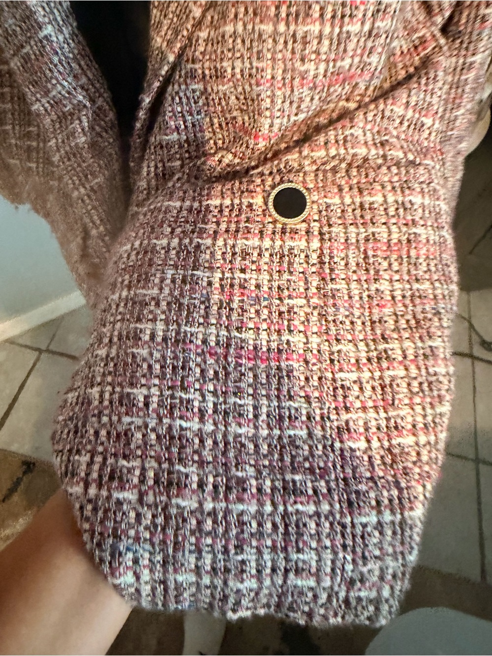 bagatelle Pink Tweed Notched Collar Blazer Jacket - Picture 3 of 4